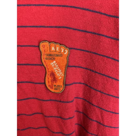 Vintage American Eagle Mens Polo Shirt Size Medium Y2K Striped Preppy Surfer - Picture 3 of 8